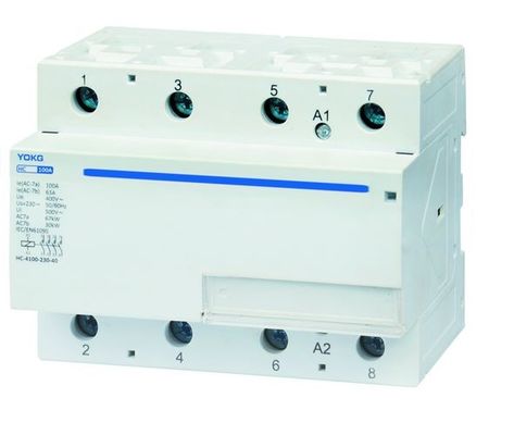 소음 가로장 단일 위상 가구 AC 접촉기 4 폴란드 IP20 100A 230V
